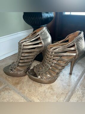 Boutique 9 Metallic Strappy High Heel Sandals